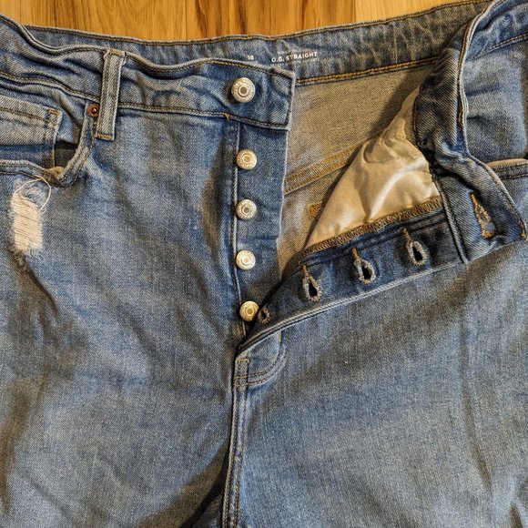 Old Navy High-Rise O.G Straight Leg Ankle Jeans Curvy Distressed Blue, 18 Petite - Picture 7 of 9